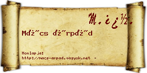 Mács Árpád névjegykártya