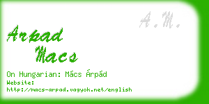 arpad macs business card