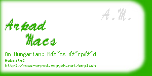 arpad macs business card